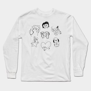 BTS BT21 DRAWING - BLACK Long Sleeve T-Shirt